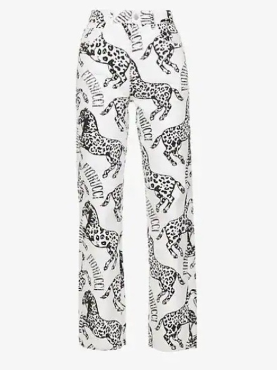 Fiorucci Denim - Fiorucci Logo and Animal Print High Rise Jeans Black & White size 28 XS